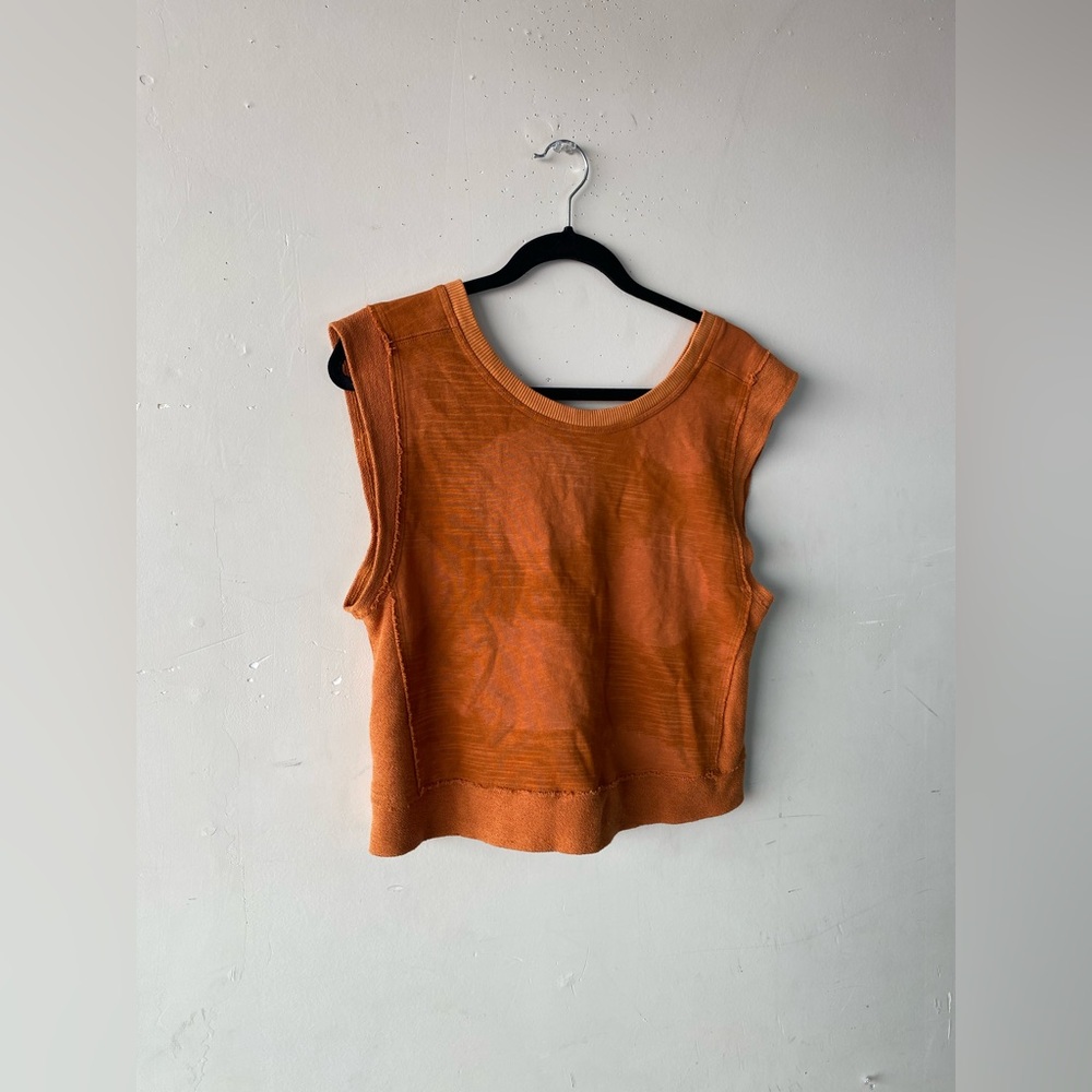 Daily Practice by Anthropologie Rust Organic Cotton Ruched Back Crop Top S - Picture 2 of 11